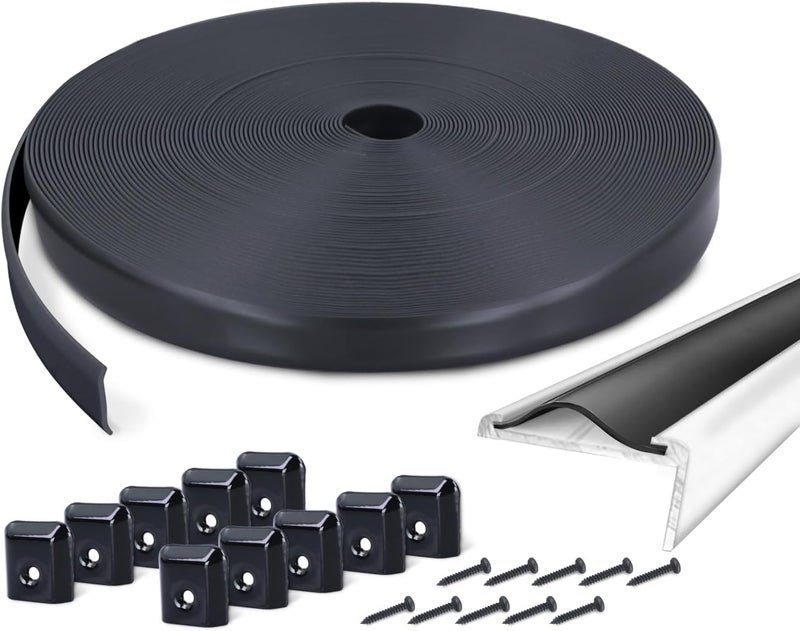 SoCiMa 1" RV Trim Molding Insert with Flat Metal End Caps, RV Screw Cover Trim, Vinyl RV Corner Molding, Weather Stripping Roof Gutter Trim Exterior for RV Camper Travel Trailer (Black, 100FT - 1" Wide) - Image 1